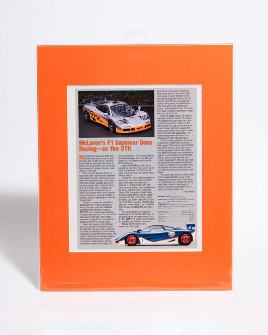 McLaren F1 GTR original vintage mated magazine article page