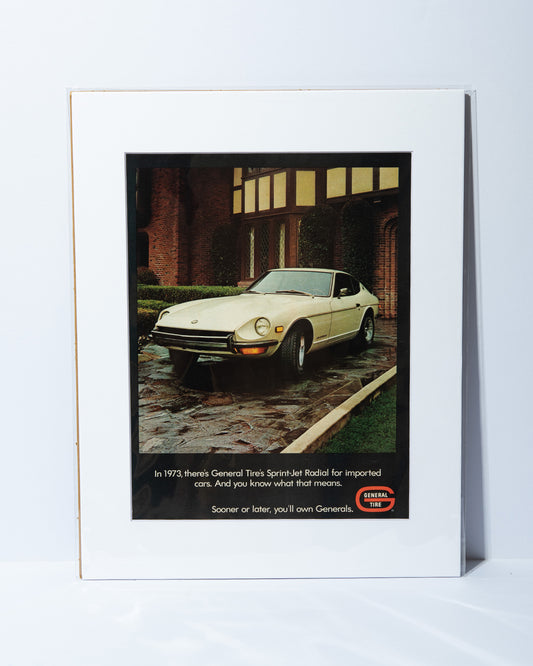 General Tire 1973 Datsun 240Z original vintage mated advertisement