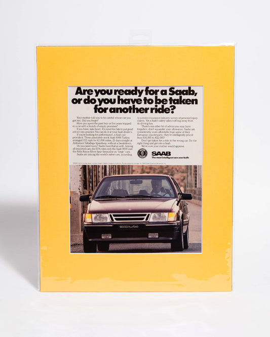 Saab 9000 Turbo "Are you ready for a Saab..." original vintage mated advertisement