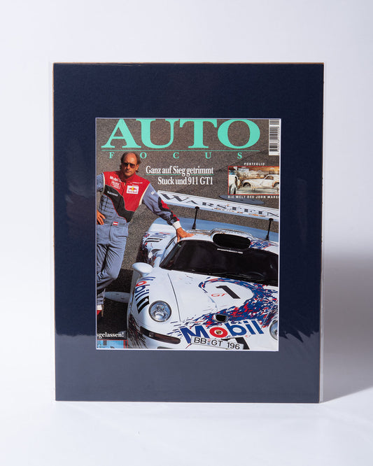 Auto Focus German magazine mated cover w/ Hans Stuck and 911 GT1 - original vintage