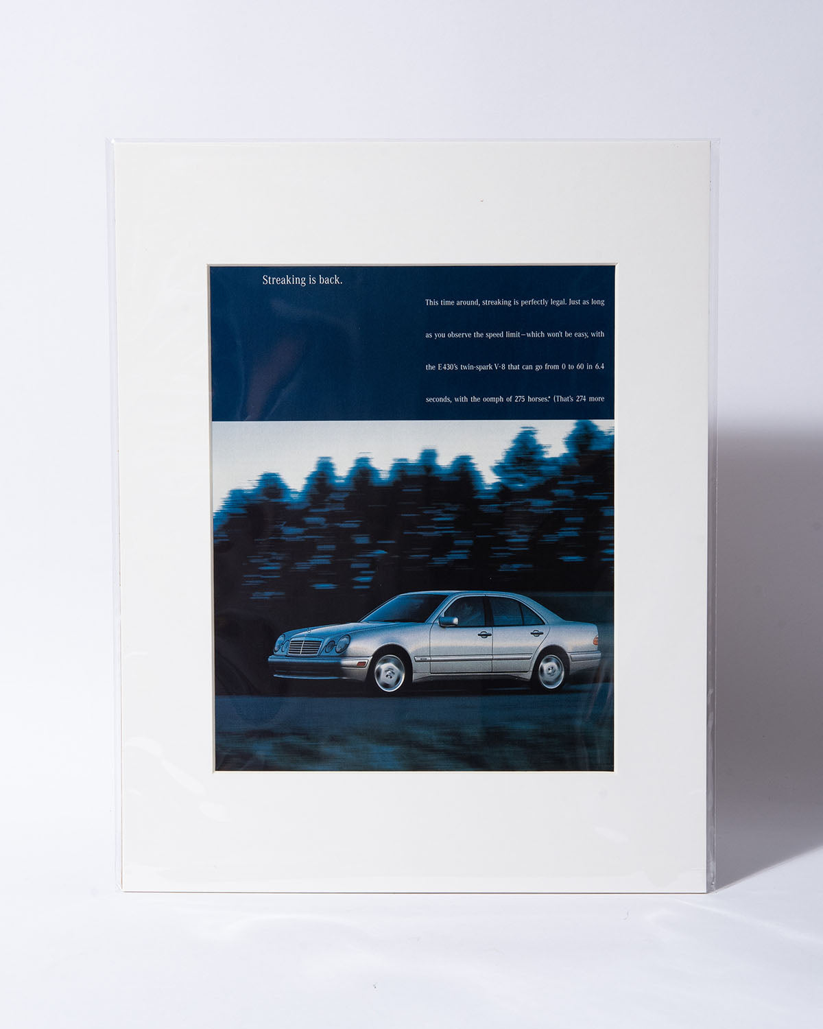 W210 Mercedes Benz E430 Sport "Streaking is back" original vintage mated ad