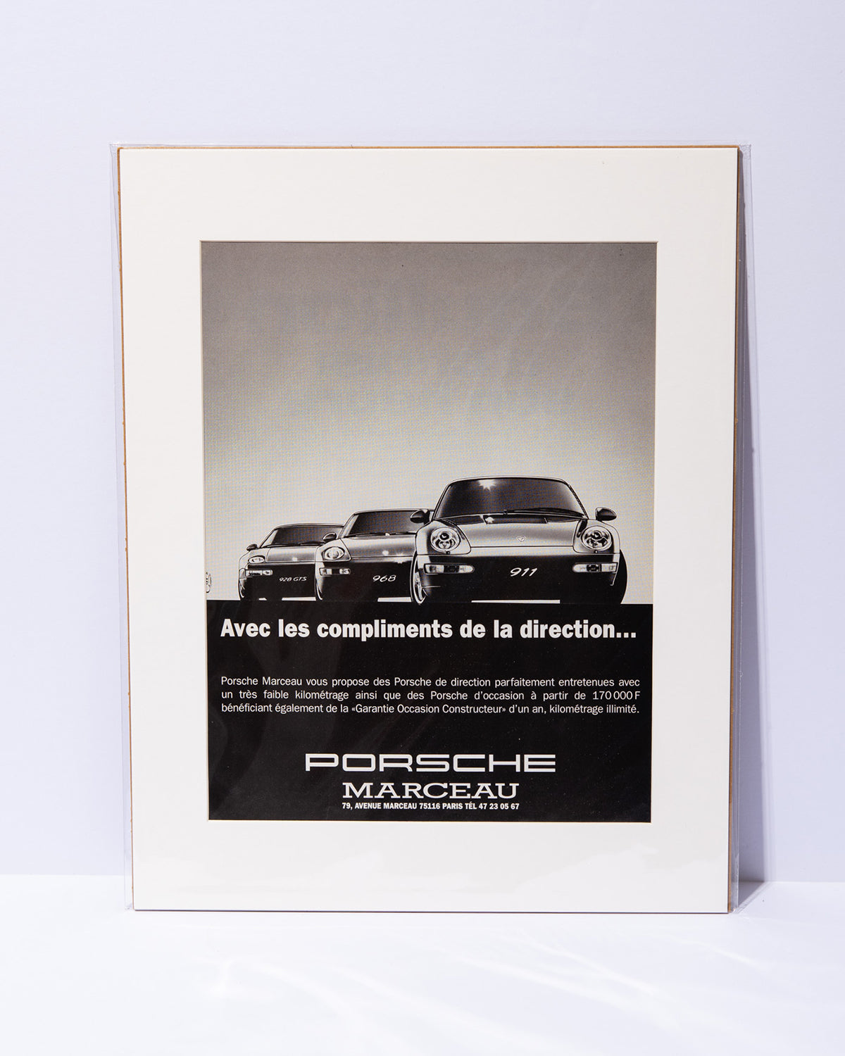 French Porsche Marceau dealership original vintage mated ad 911 - 968 - 928 GTS