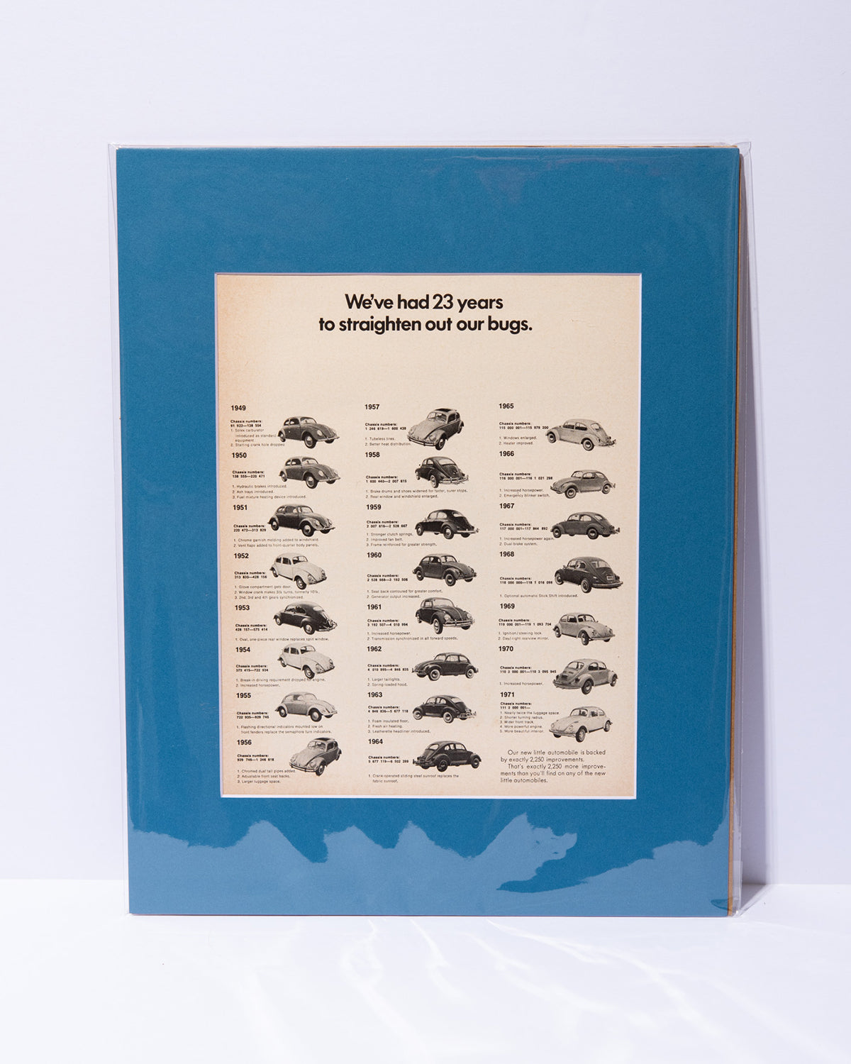 "We've had 23 years to straighten out our bugs" original vintage mated VW ad
