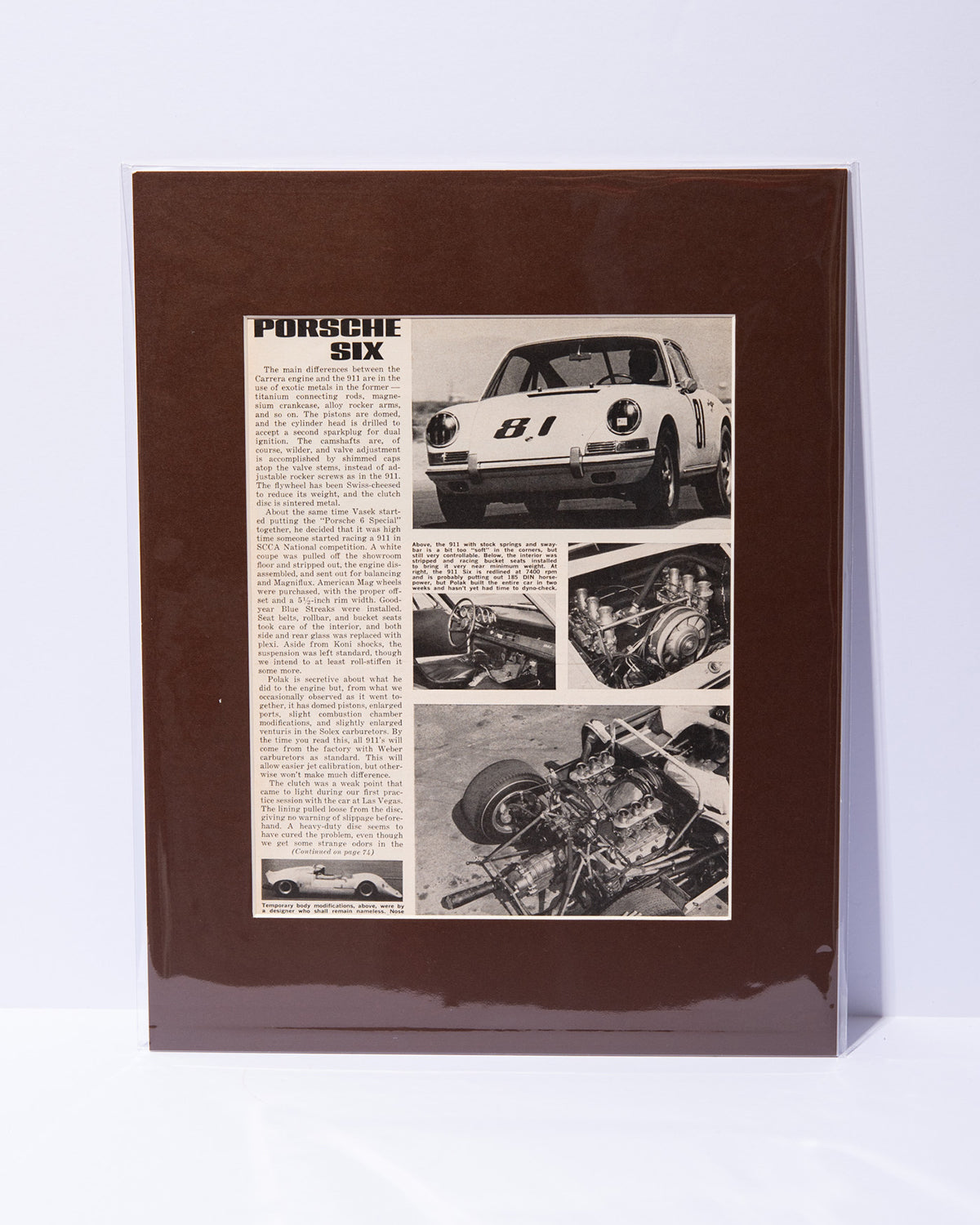 "Porsche Six" original mated Sports Car Graphic magazine images