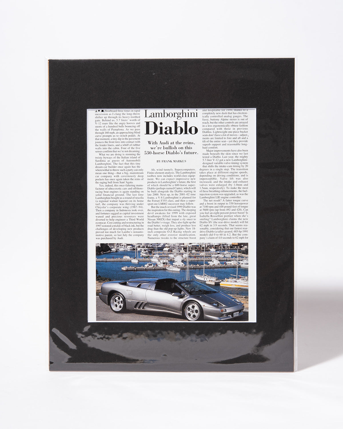 Lamborghini Diablo VT Roadster original mated vintage article page
