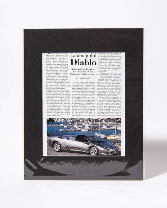 Lamborghini Diablo VT Roadster original mated vintage article page
