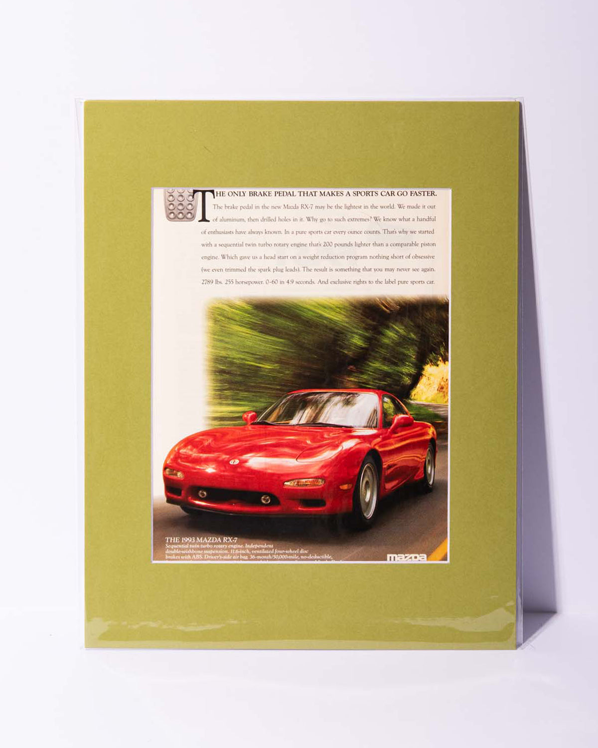 FD Mazda RX-7 "The only brake pedal..." original mated magazine ad