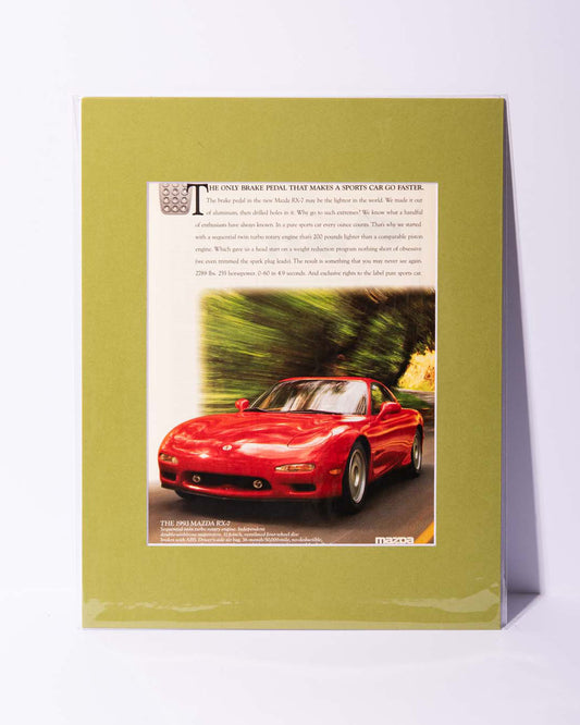 FD Mazda RX-7 "The only brake pedal..." original mated magazine ad