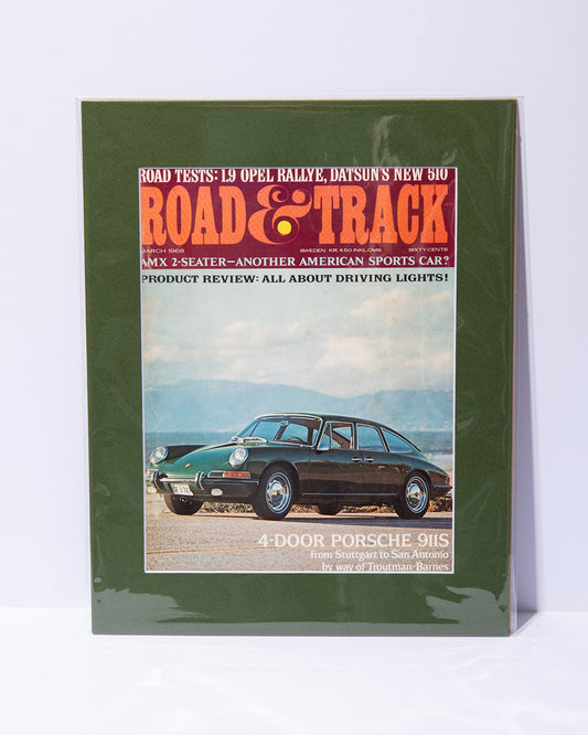 Iconic 4-door Porsche 911S original vintage mated Road & Track cover page