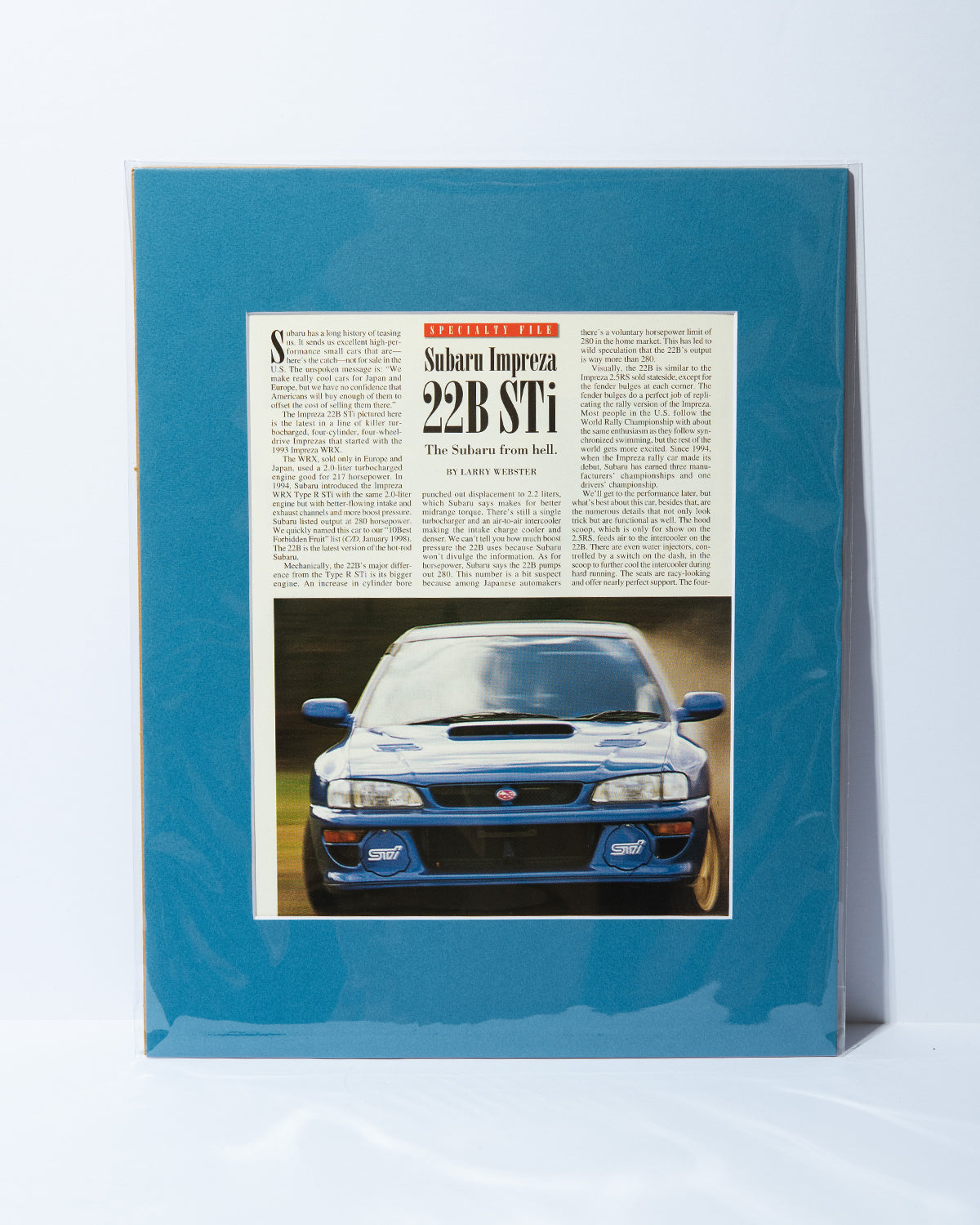 Subaru Impreza 22B STi original vintage mated article page