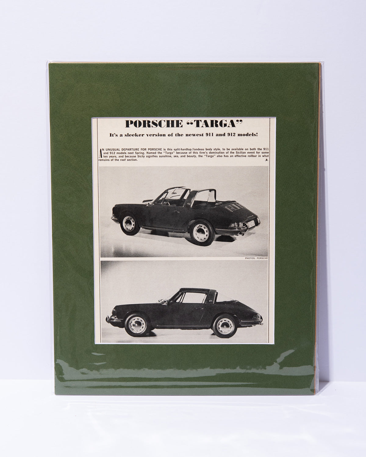 Porsche "Targa" 911 and 912 - original vintage mated article images