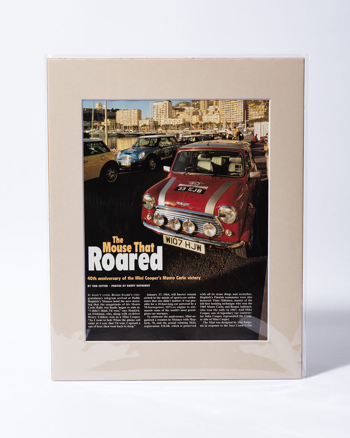 Mini Cooper Monte Carlo victory "The Mouse that Roared" original vintage article page