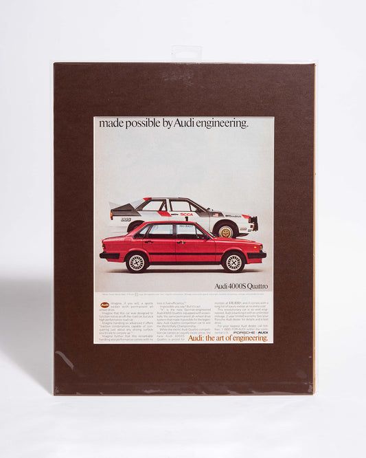 Audi 4000S Quattro "by Audi engineering" original vintage mated advertisement