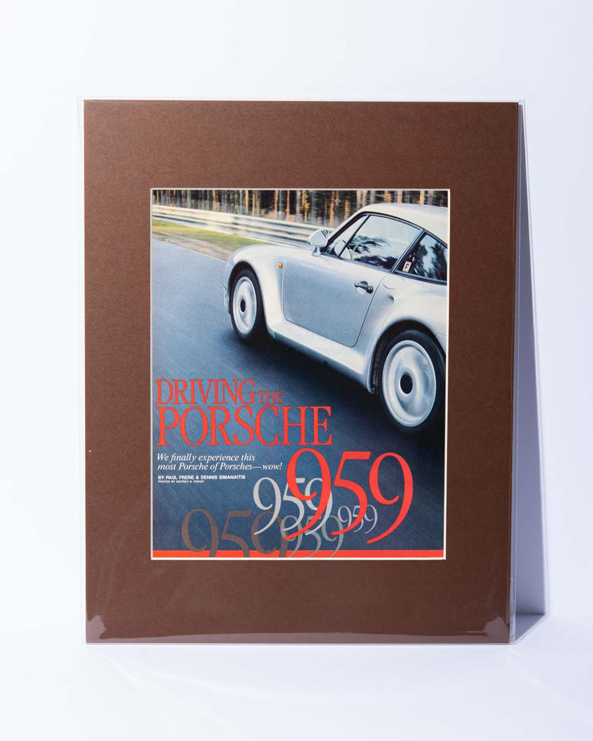 "Driving the Porsche 959" vintage original mated magazine article image