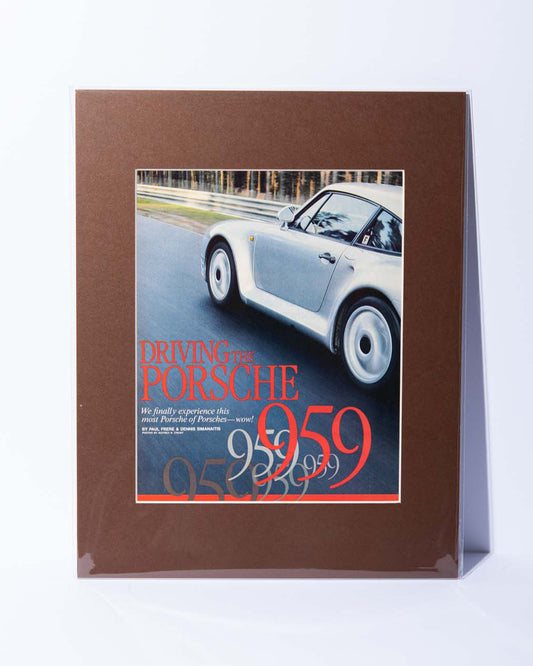 "Driving the Porsche 959" vintage original mated magazine article image