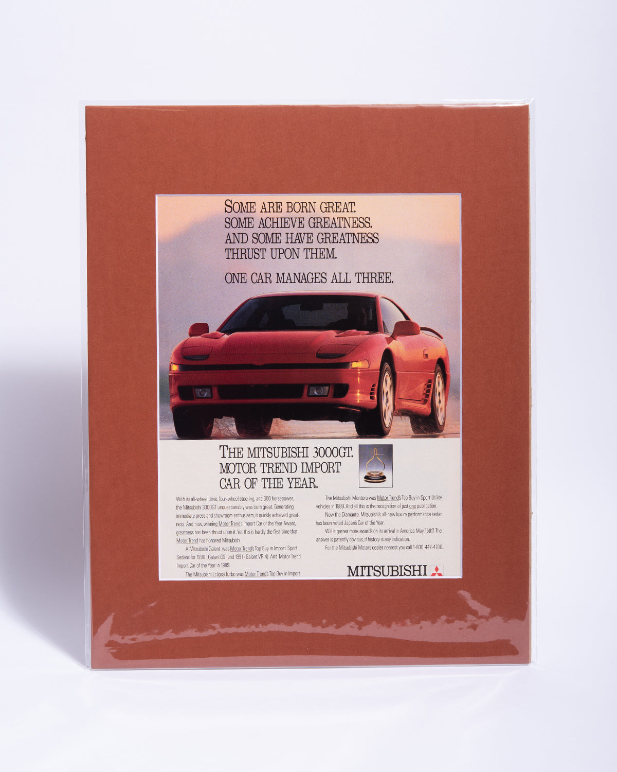 Mitsubishi 3000GT "Some are born great" original vintage mated advertisement