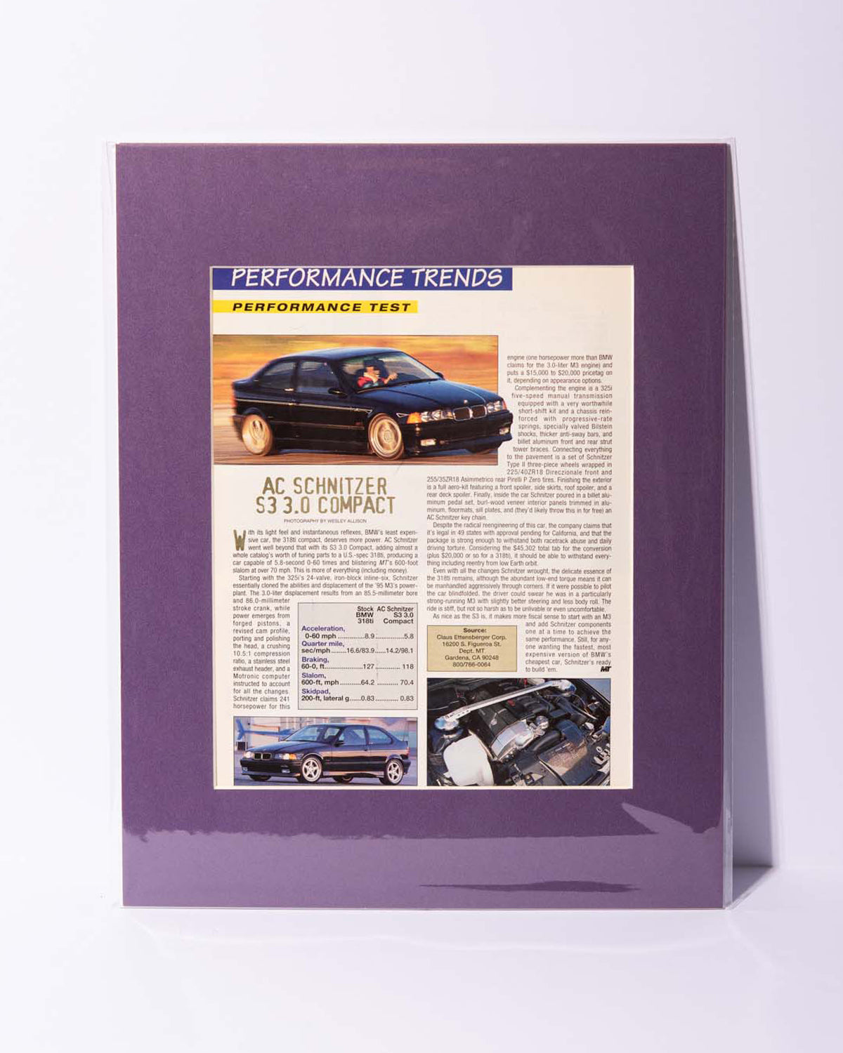 BMW E36 AC Schnitzer S3 3.0 compact 318ti original mated vintage magazine article