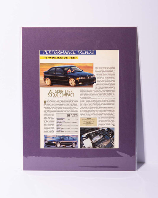 BMW E36 AC Schnitzer S3 3.0 compact 318ti original mated vintage magazine article