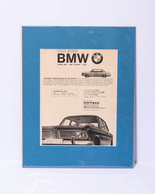 BMW 1800 TI SPORT "The Finest Handling Car in the World" original vintage mated advertisement