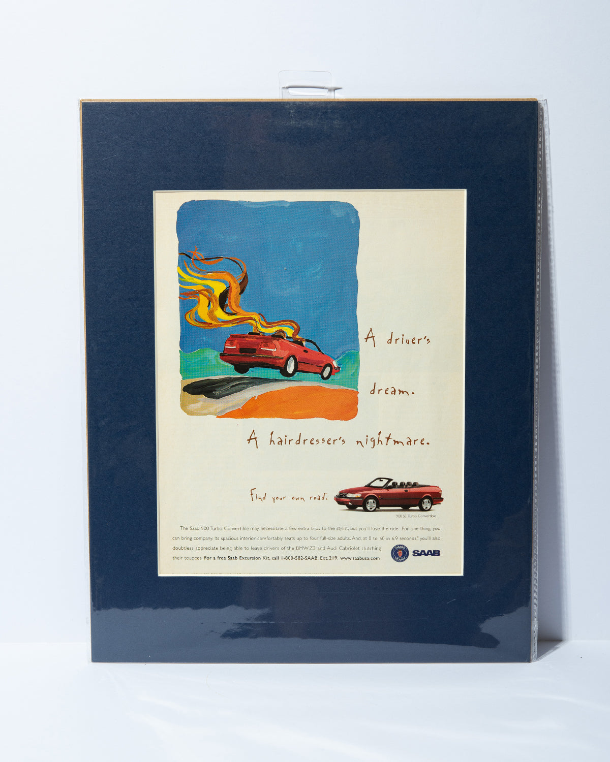 Saab 900 SE Turbo Convertible "A driver's dream" original vintage mated advertisement