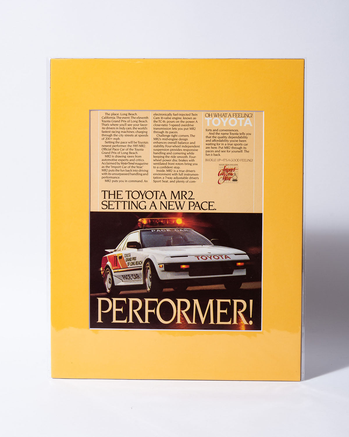 Toyota MR2 W10 Grand Prix of Long Beach Pace Car - original vintage mated ad