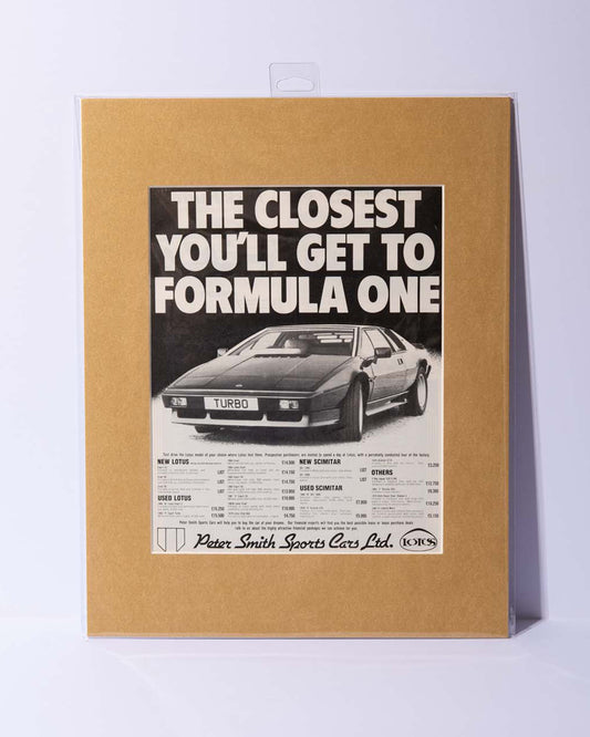 Lotus Esprit S3 Turbo "The Closest You'll Get To Formula One" Original Vintage Mated Magazine ad