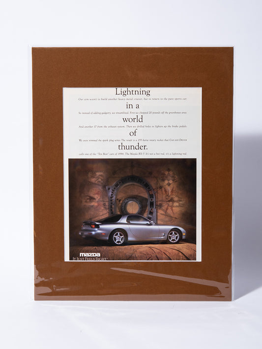 FD Mazda RX7 "Lightning in a world of thunder" original vintage mated ad