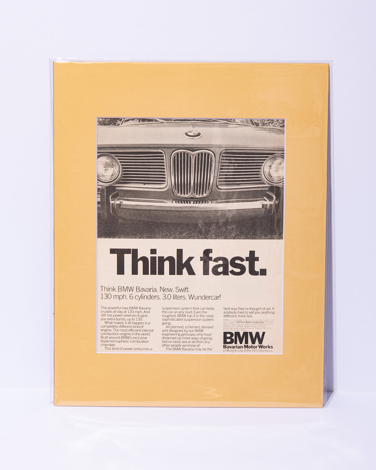 BMW Bavaria "Think Fast" Original Vintage Mated Advertisement