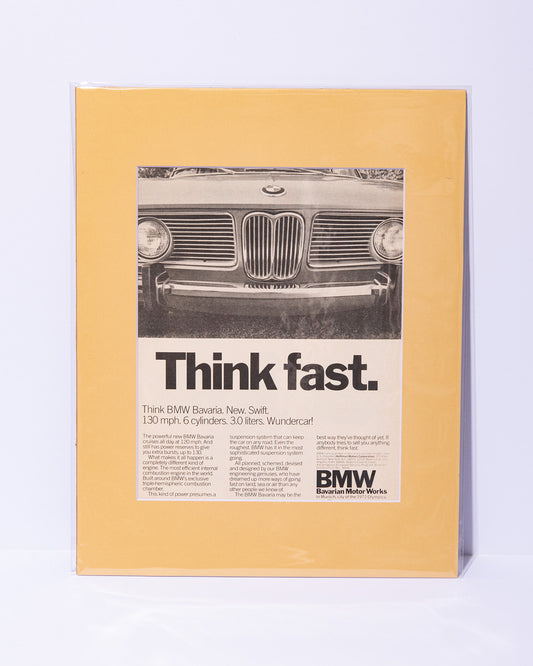 BMW Bavaria "Think Fast" Original Vintage Mated Advertisement