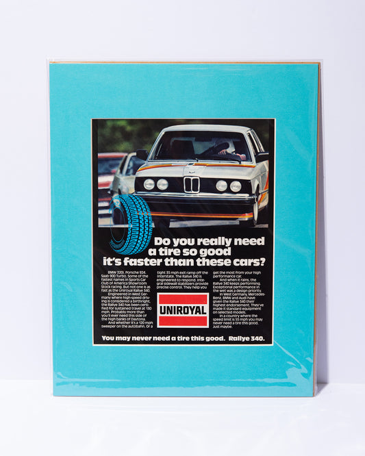 E21 BMW 320i Uniroyal original vintage mated advertisement