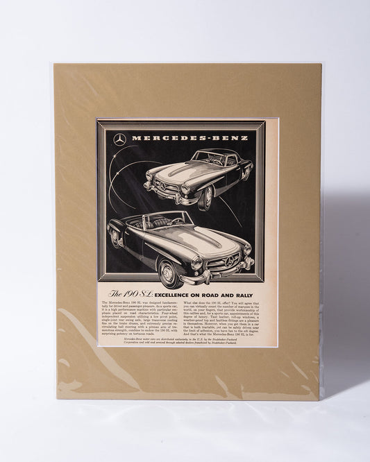 Mercedes Benz 190SL W121 "Excellence on Road and Rally" original vintage mated ad