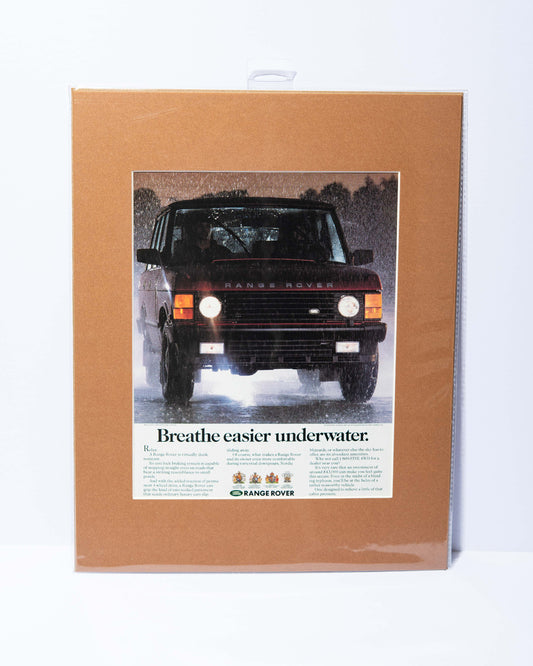 Land Rover Range Rover "Breathe easier underwater" vintage ad
