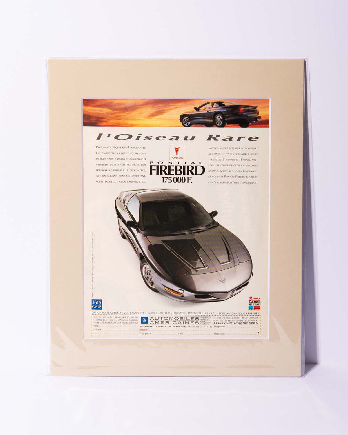 French magazine Pontiac 4th gen Pontiac Firebird original vintage ad