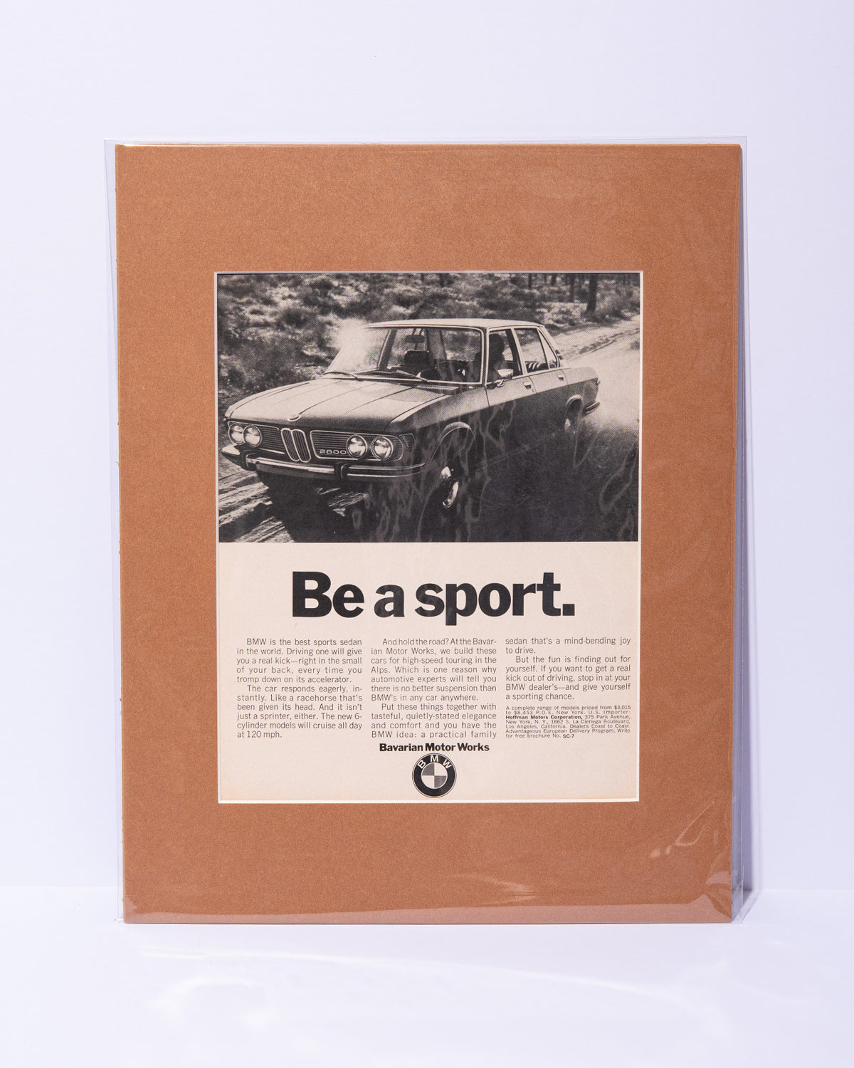 1970 BMW E3 2800 "Be a sport." original vintage mated advertisement