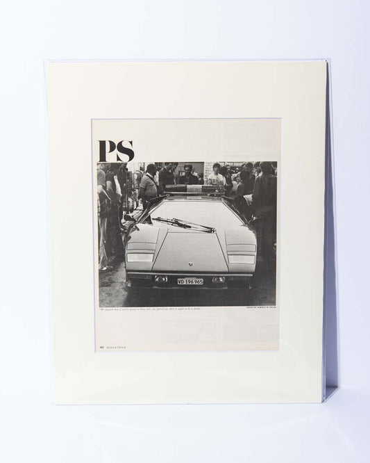 Lamborghini Countach Police Car image - Road & Track - original vintage mated magazine image