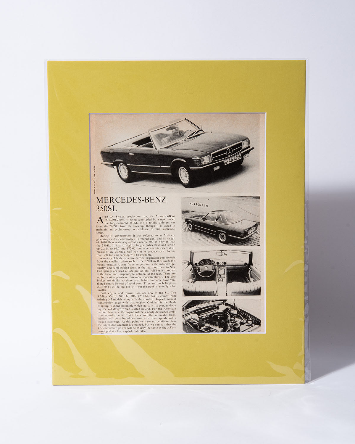 R107 Mercedes Benz 350SL Original Vintage mated article page