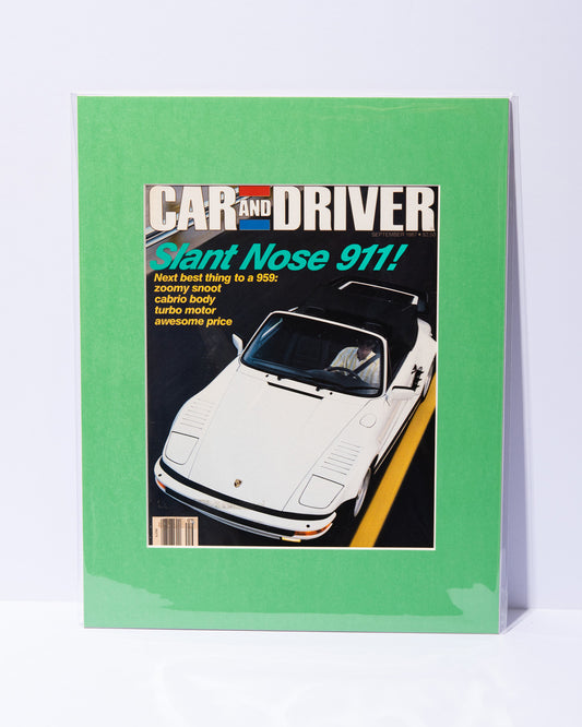 Slant Nose 911 Turbo Cabriolet Car and Driver original vintage mated cover
