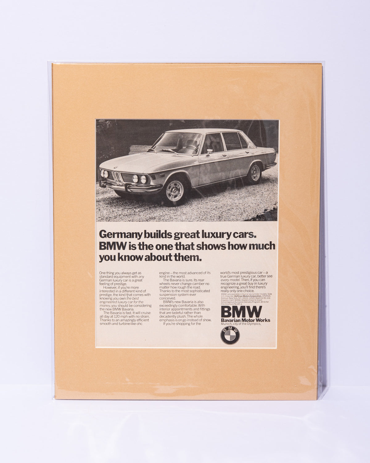 BMW Bavaria "Germany builds great luxury cars" original vintage mated ad