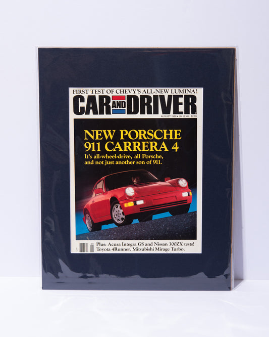 Porsche 911 Carrera 4 964 Car and Driver August 1989 original mated magazine cover