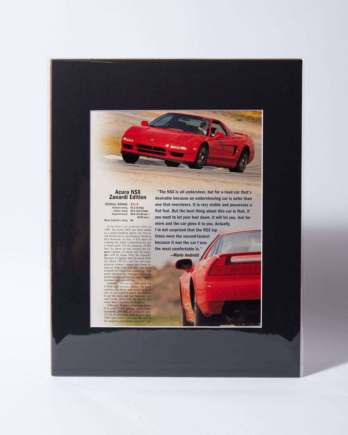 NA1 Acura NSX Zanardi Edition - original vintage mated Road & Track article