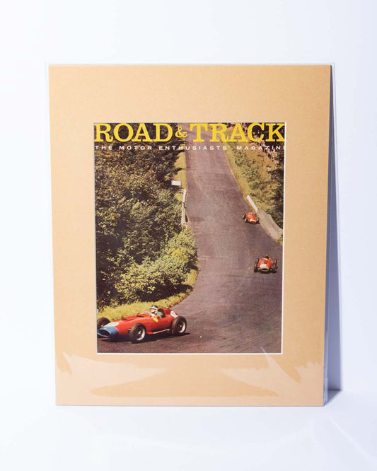 1956 Road & Track cover with Ferrari F1 cars - original vintage magazine piece