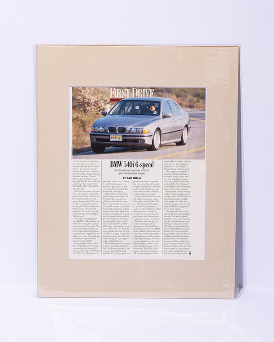 E39 BMW 540i 6-speed Road & Track First Drive original vintage mated article