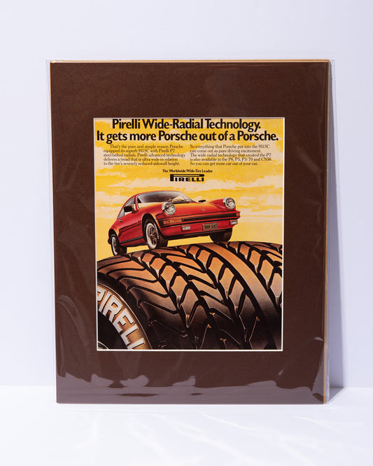 Pirelli Wide-Radical Technology original vintage mated ad with Porsche 911SC