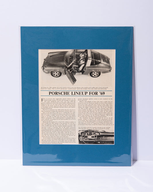 Porsche Lineup for '69 - original vintage mated article