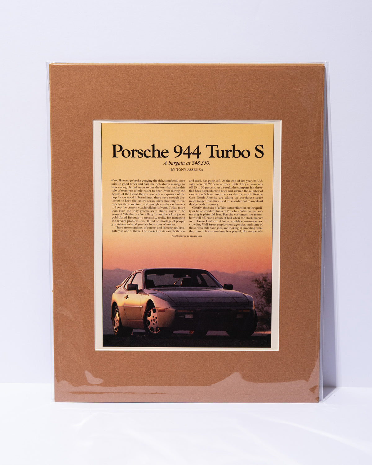 Porsche 944 Turbo S Car and Driver original vintage mated article image