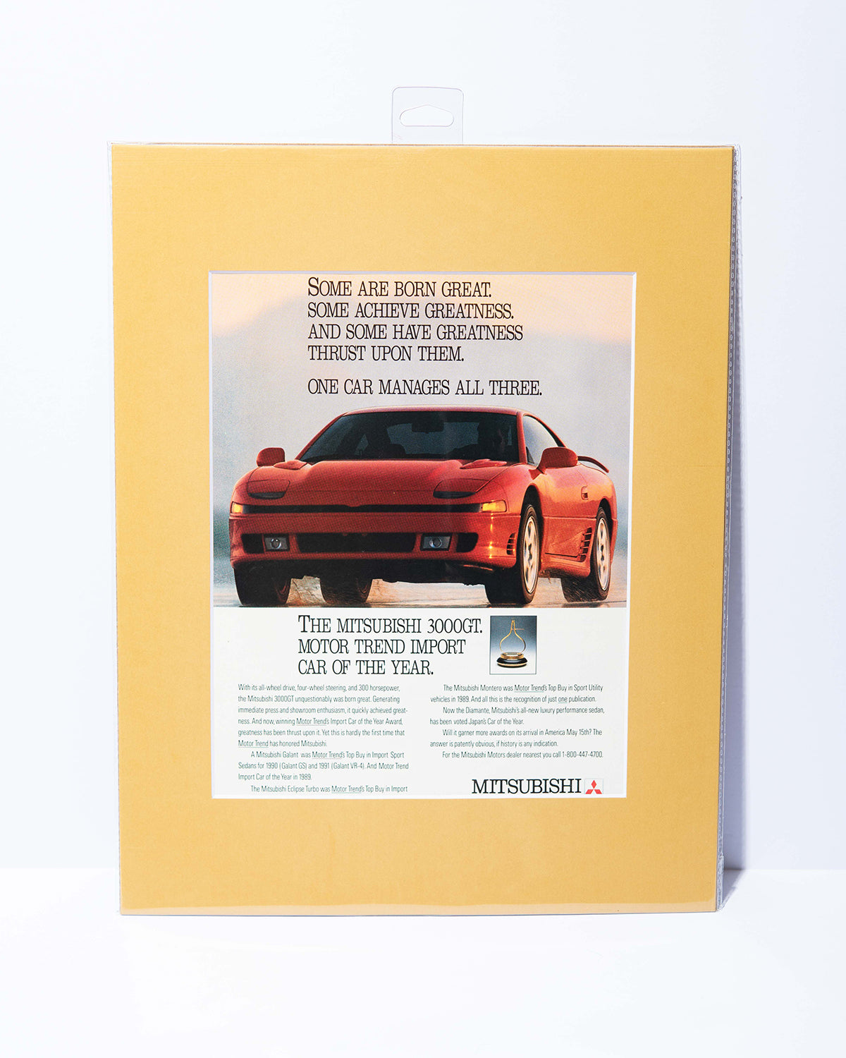Mitsubishi 3000GT "Some are born great" vintage mated ad