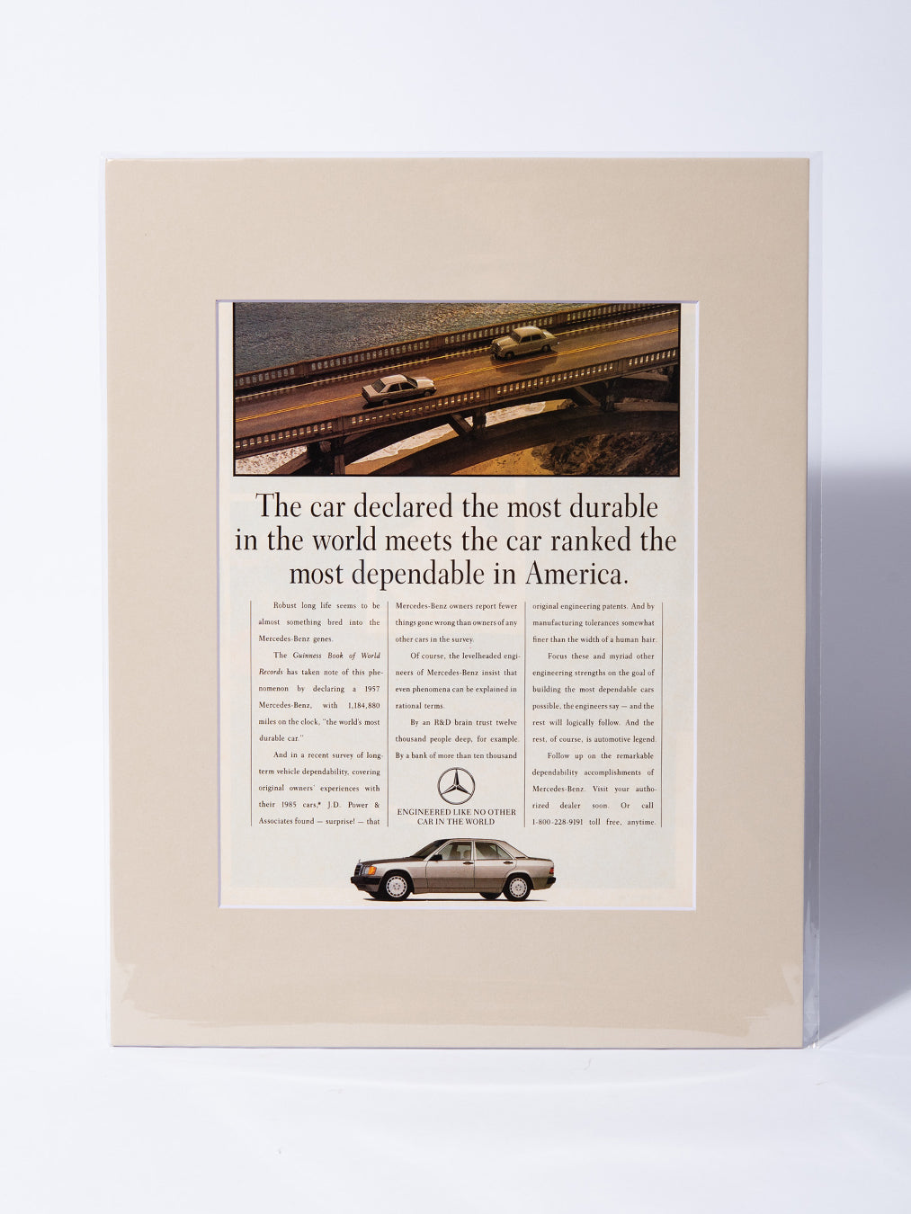 W201 Mercedes Benz 190E "The car declared..." original vintage mated ad