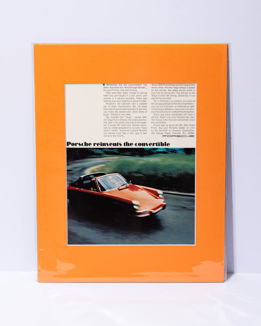 Porsche 911 Targa "Porsche reinvents the convertible" original vintage mated advertisement