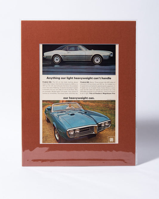 Pontiac Firebird HO + 400 original vintage mated ad