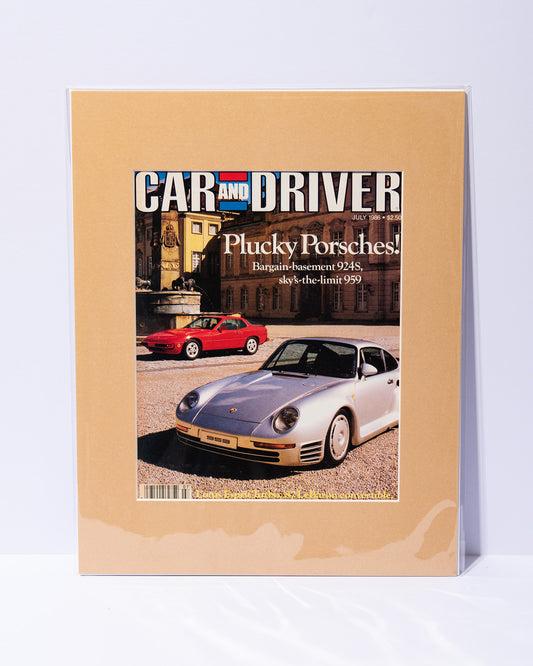 Car and Driver July 1986 Cover with Porsche 959 and 924S